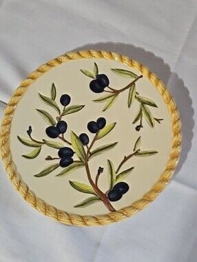 Creative Co-Op Cream and White Ceramic Display Plate
